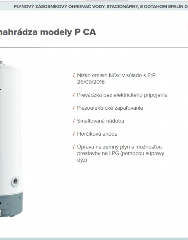 SGA X - plynový zásobníkový ohrievač vody